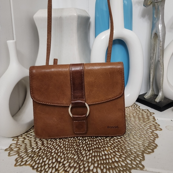 Fossil Brown Leather Crossbody Bag - Picture 2 of 15
